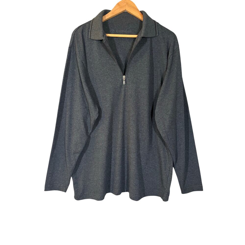 Men's Bogner Lufthansa First Class Quarter Zip Long Sleeve Shirt XL Gray Luxury - Picture 3 of 8